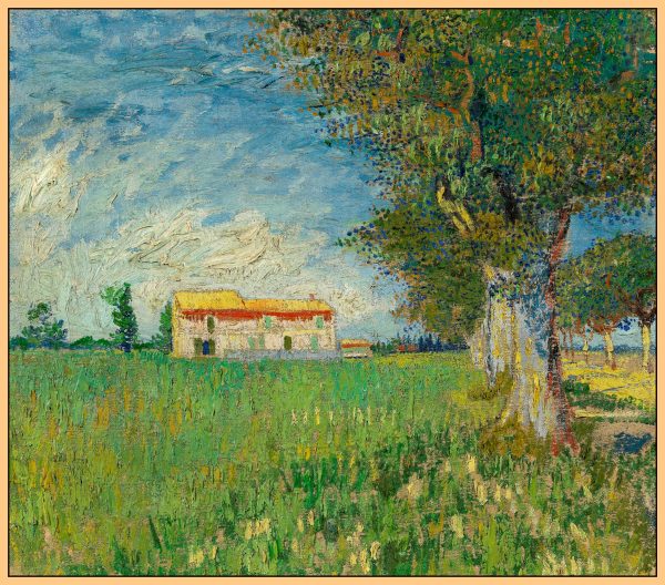 Ngôi nhà nông trại trong cánh đồng lúa mì